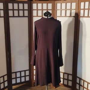 Loft Black A-line Dress Mock Neck Swing Dress Sz 16 NWT